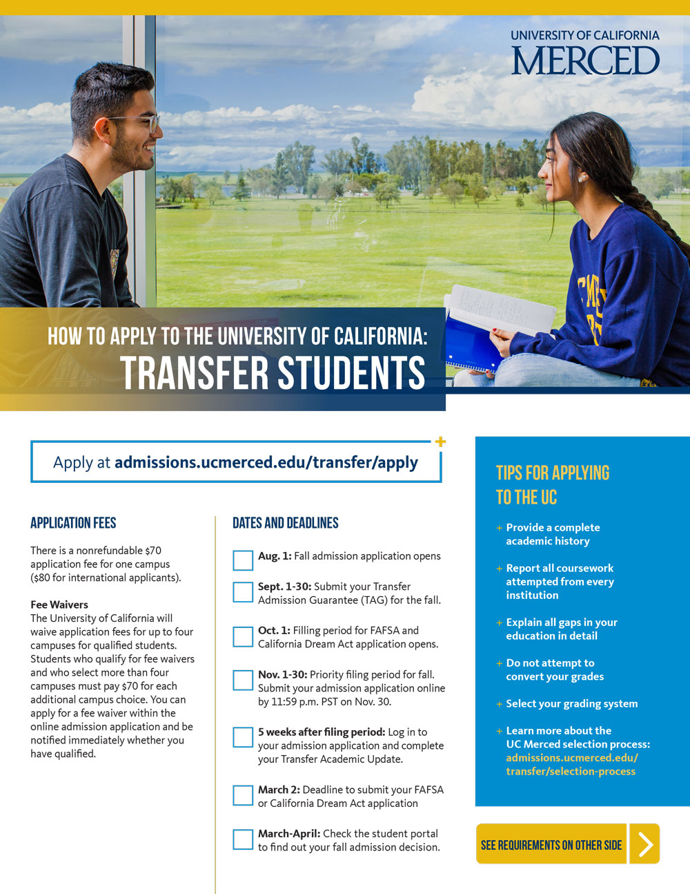 UC Merced How to Apply Flyer Transfer Students Gustavo Torres
